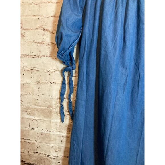 Speed Control Dress Womens Large Chambray Blue Off The Shoulder Cotton Shift - Picture 6 of 14